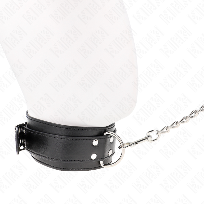 Kink Collar & Gag Kink - Necklace With Strap 65 Cm Silver Buckles Adjustable 33-46 Cm X 5.5 Cm
