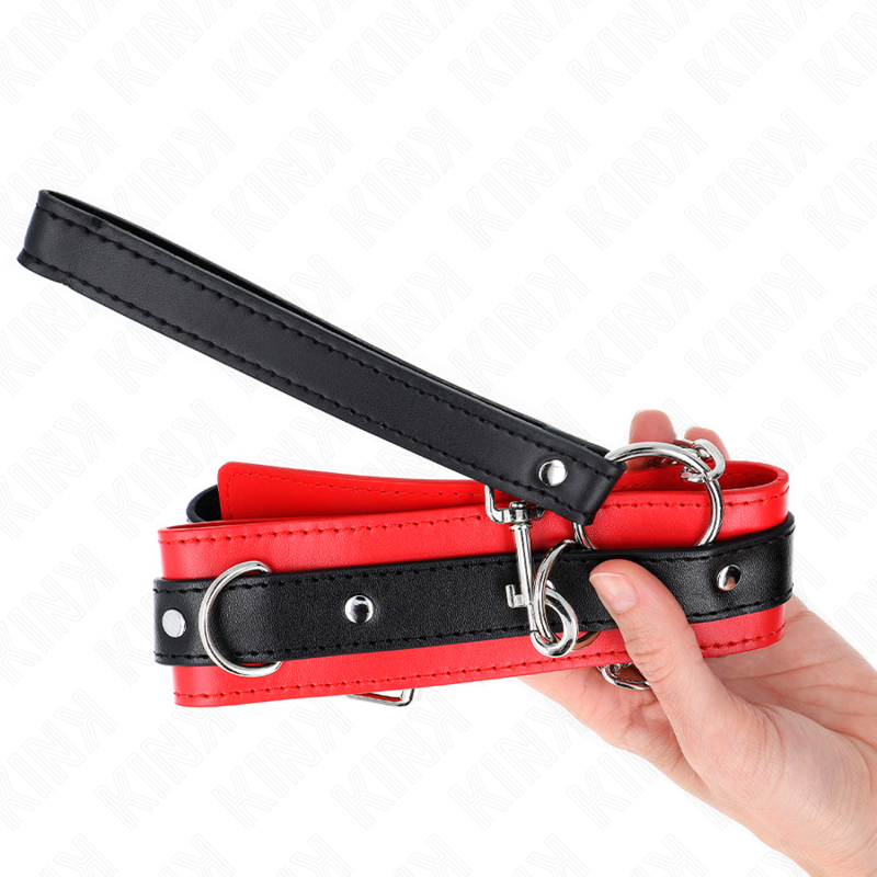 Kink Collar & Gag Kink - Basic Model Collar With Leash 65 Cm Model 3 Red 53 X 5 Cm