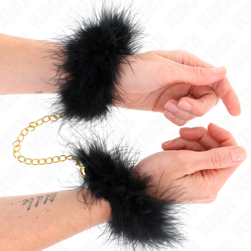 Kink Wrist Restraint Kink - Feather Hand Cuffs With Gold Chain Model 0