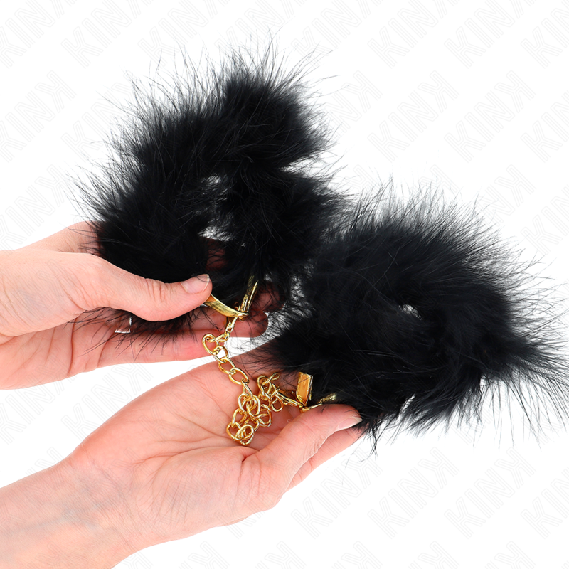 Kink Wrist Restraint Kink - Feather Hand Cuffs With Gold Chain Model 0