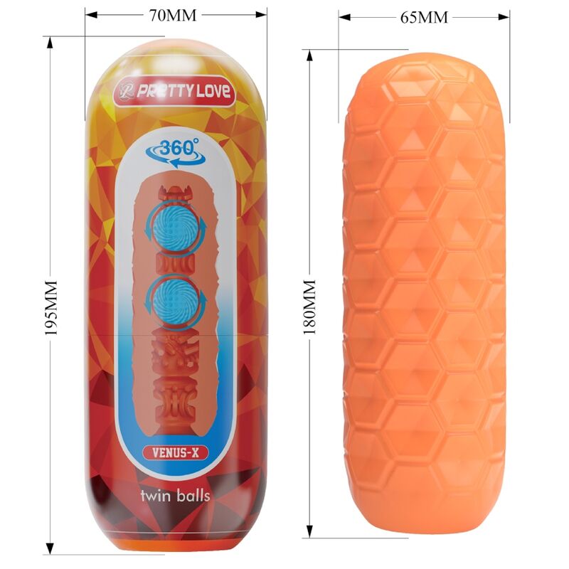 Pretty Love Flirtation Pretty Love - Twin Balls Male Masturbator Orange