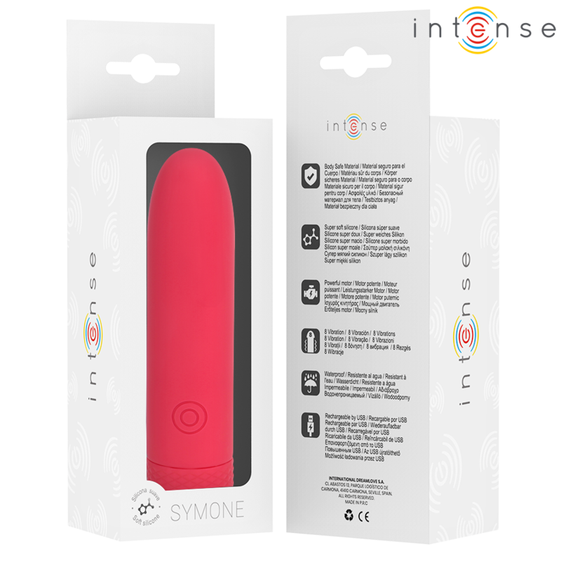Intense Fun Intense - Symone Usb Rechargeable Vibrating Bullet 8 Vibrations Red 10 X 2.2 Cm