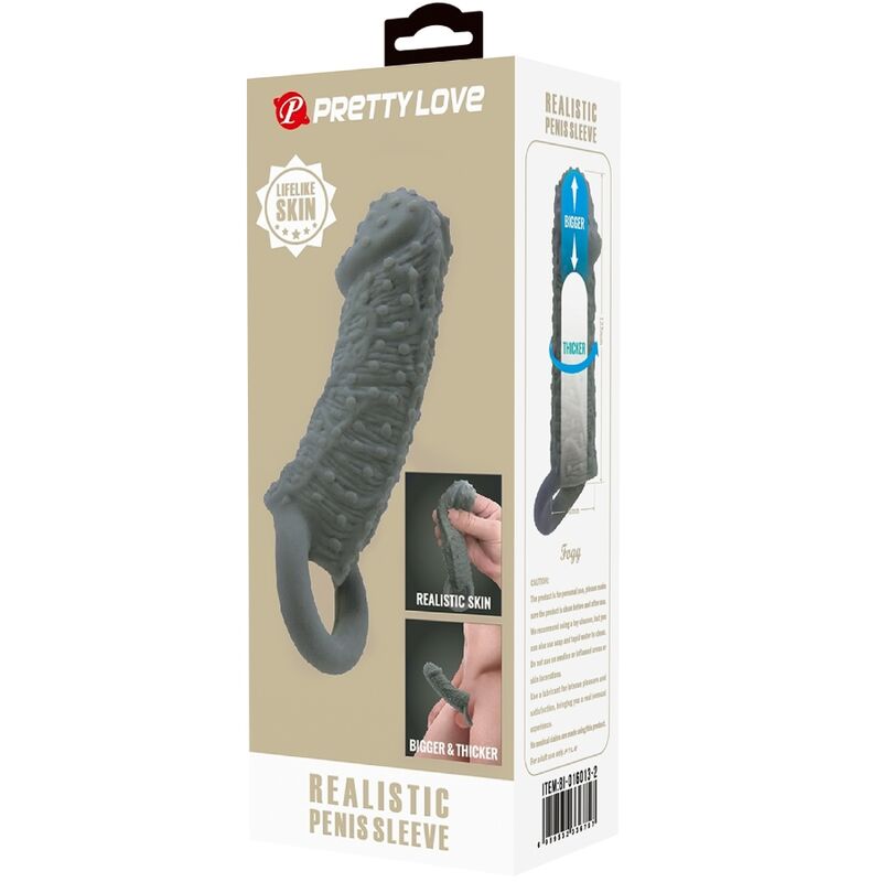 Pretty Love Realistic Penis Enlarger And Delay Sleeve Model 2 Grey