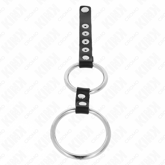 Kink Ring Power Kink - Double Metal Penis Ring 3.8 Cm To 5 Cm Connected With Leather