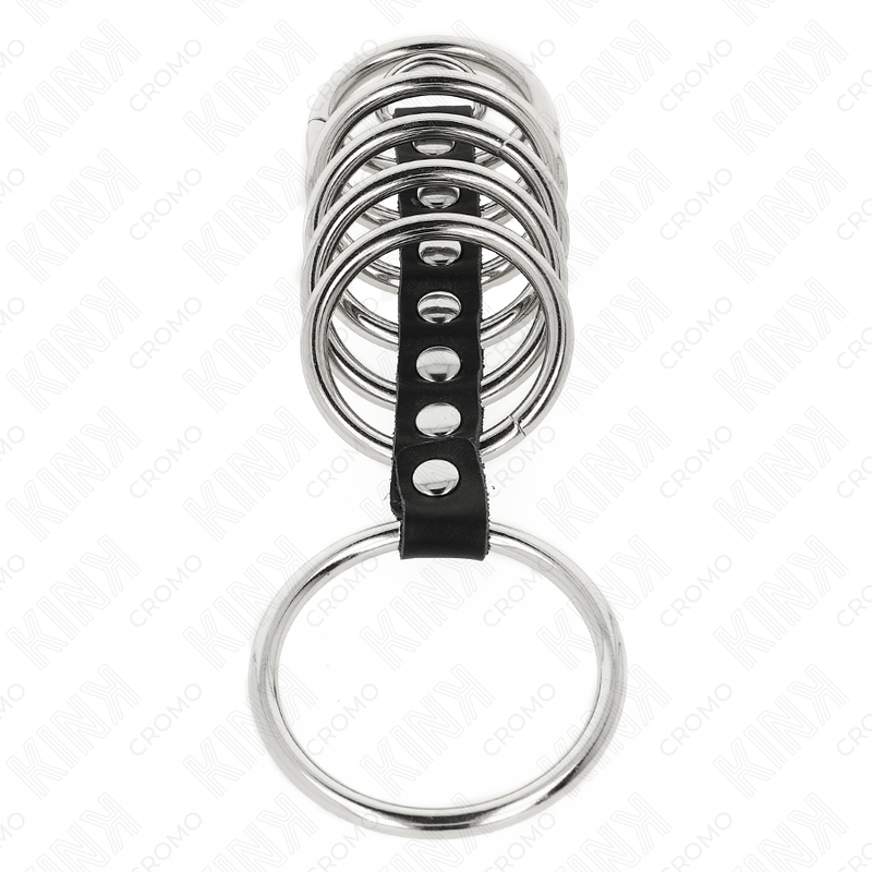 Kink Ring Power Kink - 7 Metal Penis Rings 3.2 Cm To 5 Cm Connected By Leather