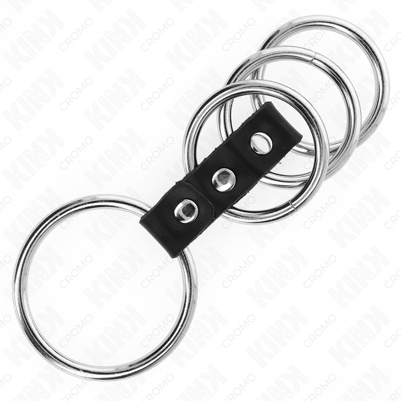 Kink Ring Power Kink - 4 Metal Penis Rings 3.7 Cm To 5 Cm Connected By Leather