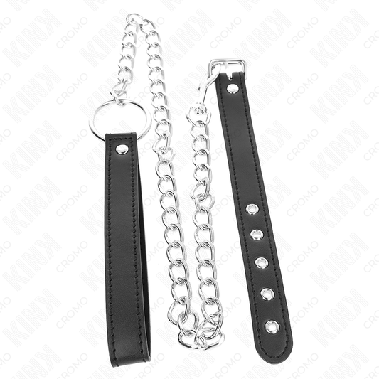 Kink Ring Power Kink - Leather Penis Ring 21.5 X 2 Cm With 60 Cm Metal Chain And Leather Strap