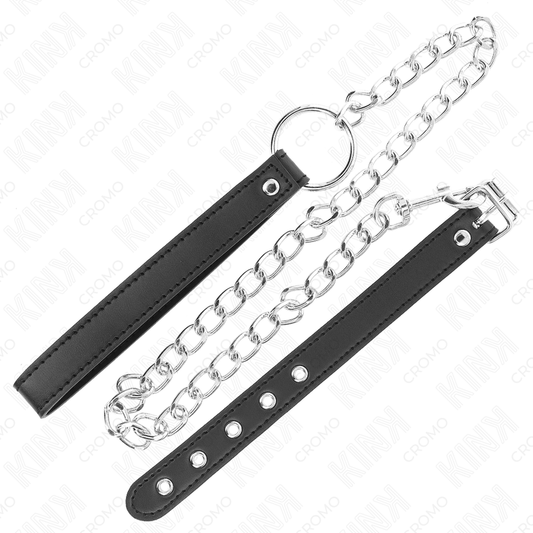 Kink Ring Power Kink - Leather Penis Ring 21.5 X 2 Cm With 60 Cm Metal Chain And Leather Strap