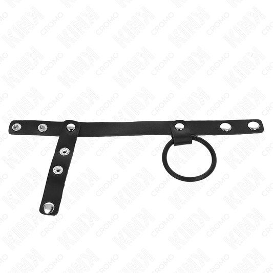 Kink Ring Power Kink - Silicone Penis Ring 3.8 Cm With Ball Divider And Leather Strap 22 X 1.5 Cm