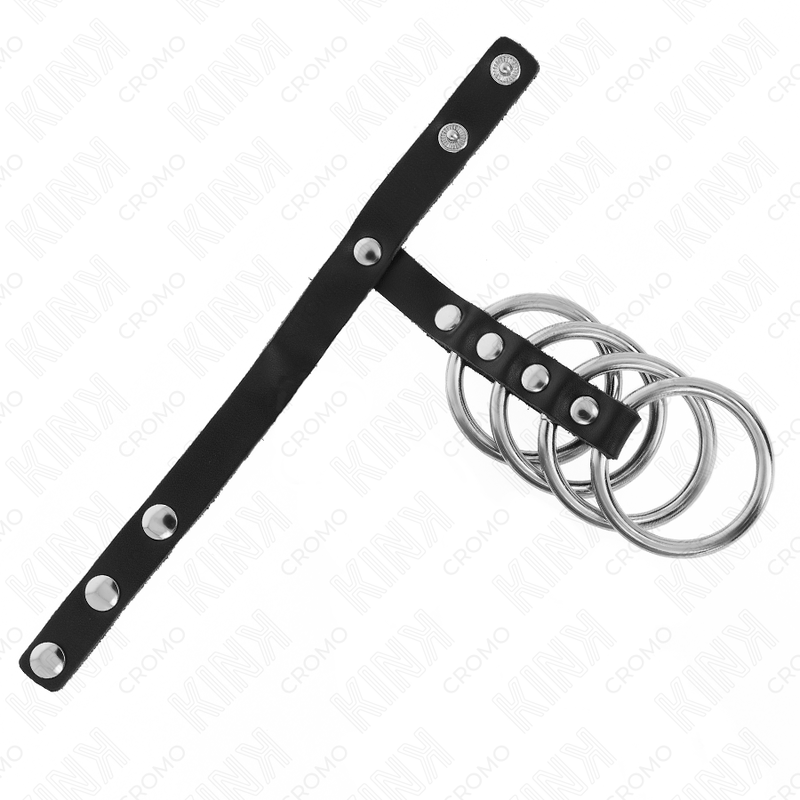 Kink Ring Power Kink - 4 Metal Penis Rings 3.8 Cm Connected With Leather Strap 22 X 1.5 Cm And Pressure Closure