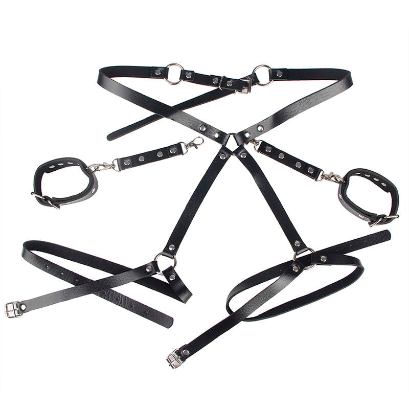 Subblime Fetish Subblime - 953690 Handcuffs With Bondage Belt Black One Size