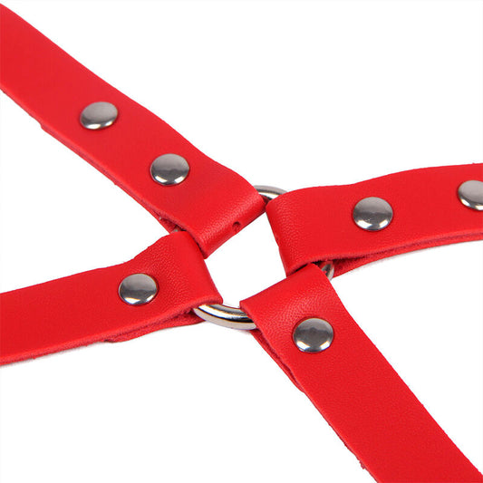 Subblime Handcuffs With Bondage Belt Red One Size