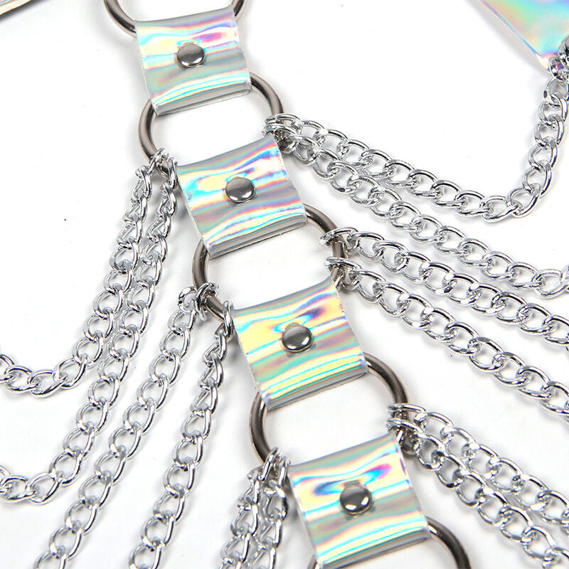 Subblime Fetish Subblime - 953737 Chest Harness With Rings And Chains Silver One Size