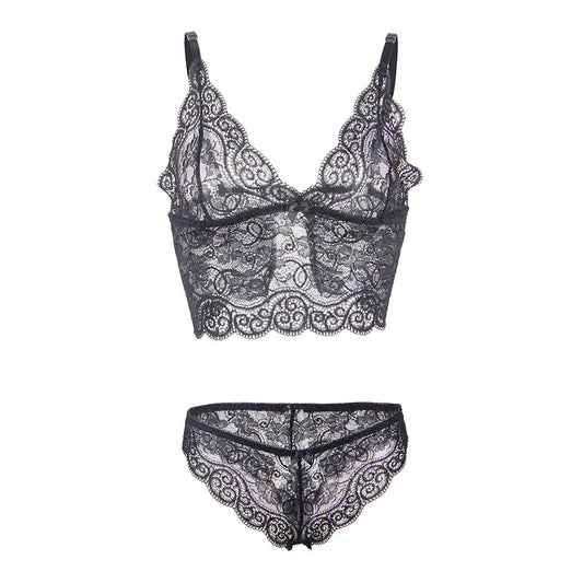 Subblime Sets Subblime - 953928 Silk And Lace Nightgown + Panties Black L/Xl