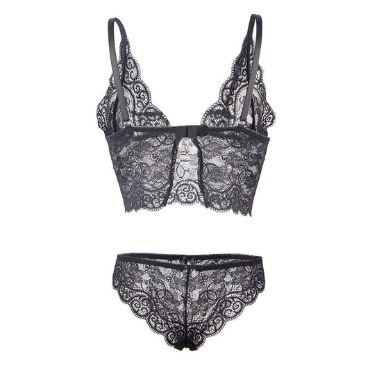 Subblime Sets Subblime - 953928 Silk And Lace Nightgown + Panties Black L/Xl