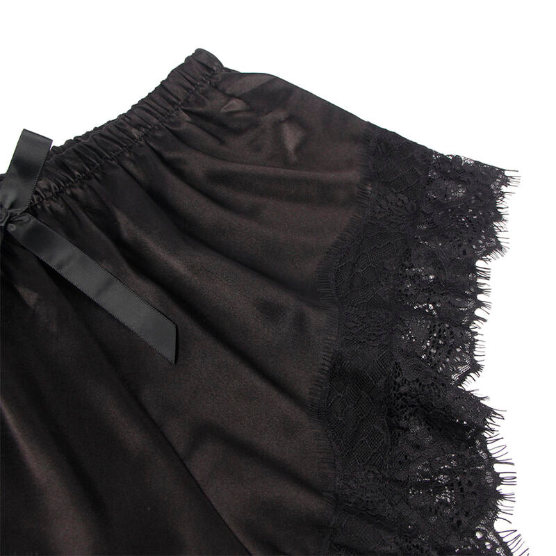 Subblime Sets Subblime - 953942 Casual Silk Nightgown + Lace Pants Black L/Xl