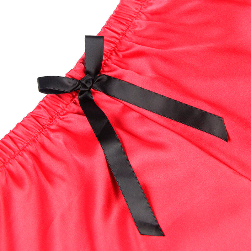 Subblime Sets Subblime - 953966 Casual Silk Nightgown + Lace Pants Black/Red L/Xl