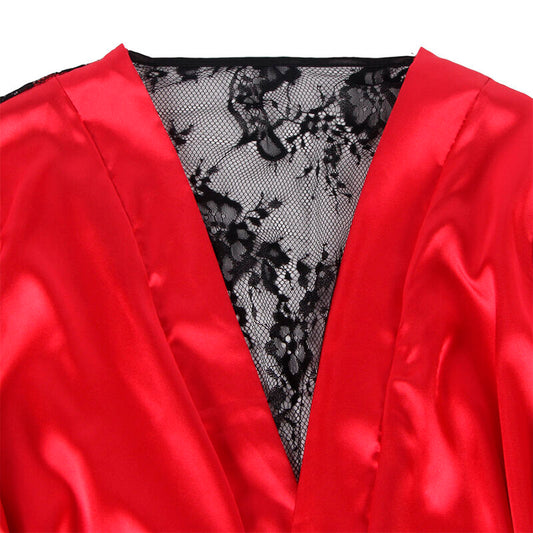 Subblime Sets Subblime - 954024 Lace Sheer Back Camisole + Thong Red/Black L/Xl