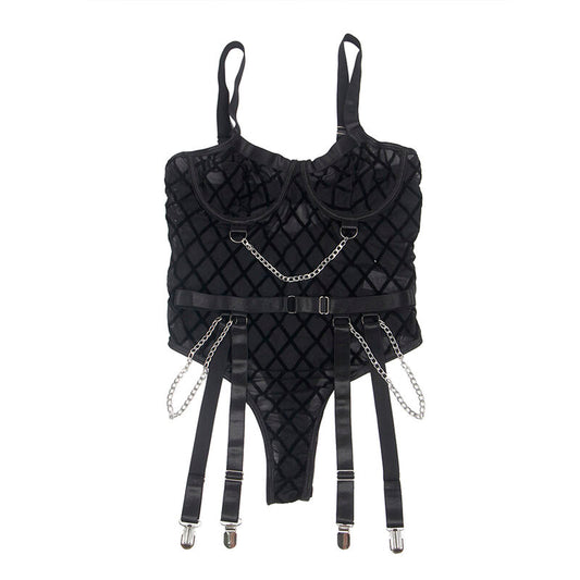 Subblime Bodies Subblime - 9542277 Body With Chains + Garter Belt Black L/Xl