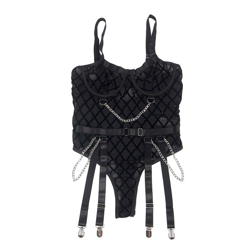Subblime Bodies Subblime - 9542277 Body With Chains + Garter Belt Black L/Xl
