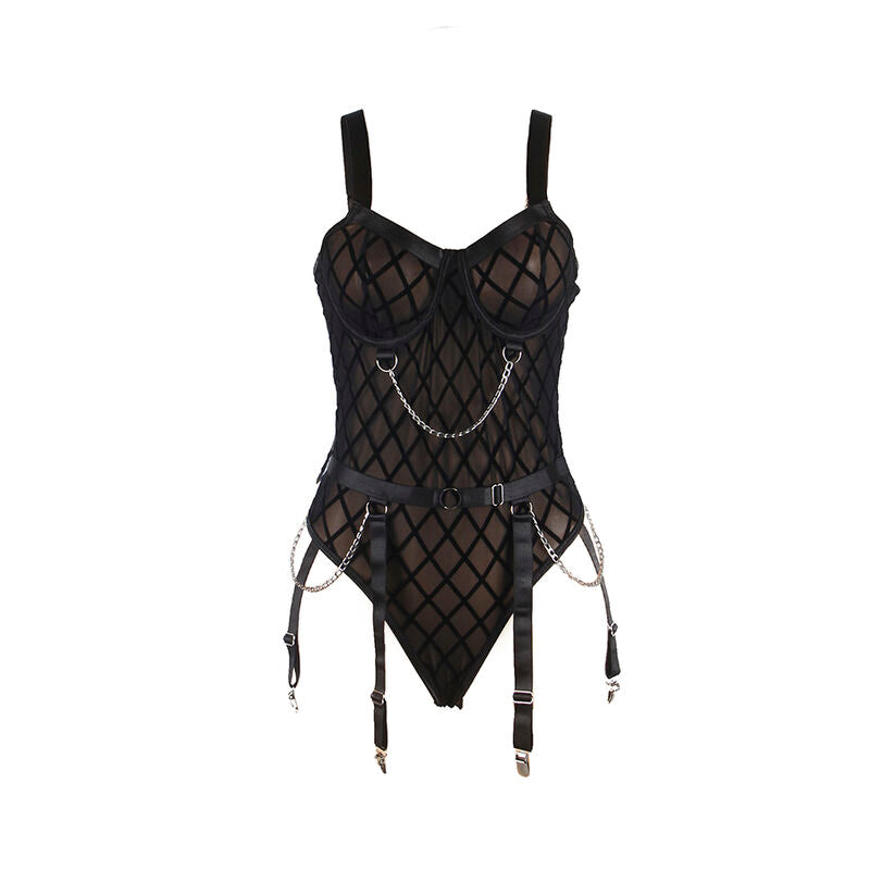 Subblime Bodies Subblime - 9542277 Body With Chains + Garter Belt Black L/Xl