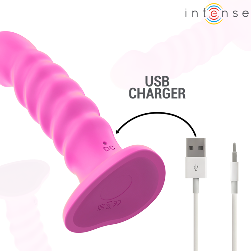 Intense Fun Intense - Cindy Vibrator Size L Spiral Design 10 Vibrations Pink Remote Control