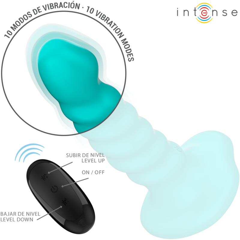 Intense Fun Intense - Buffy Vibrator Size S Spiral Design 10 Vibrations Blue Remote Control