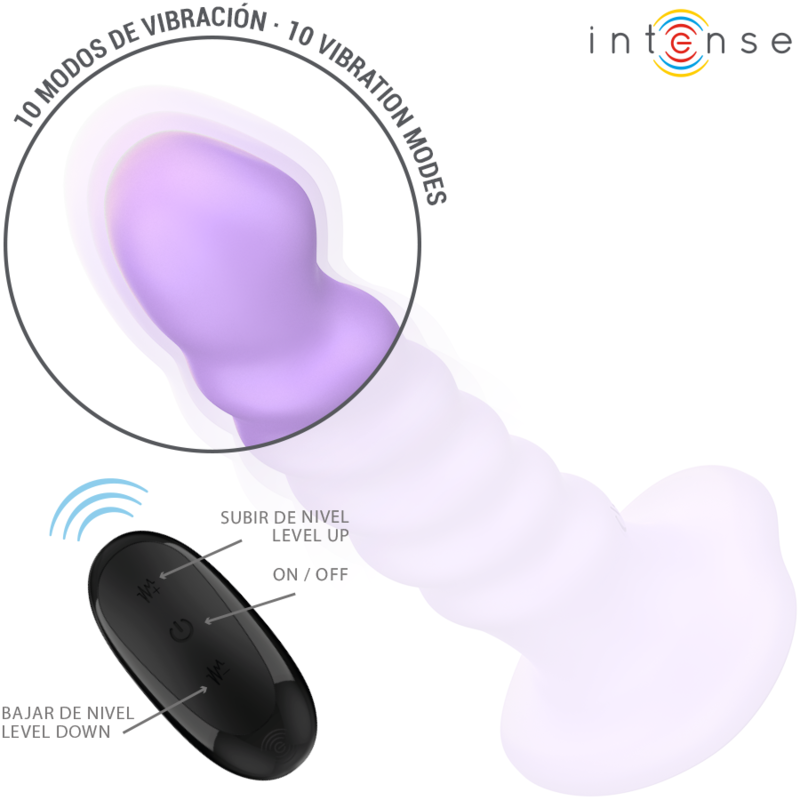 Intense Fun Intense - Brenda Vibrator Size M Spiral Design 10 Vibrations Purple Remote Control
