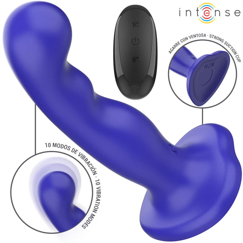 Intense Fun Intense - Shorty Vibrator With Suction Cup Blue Remote Control