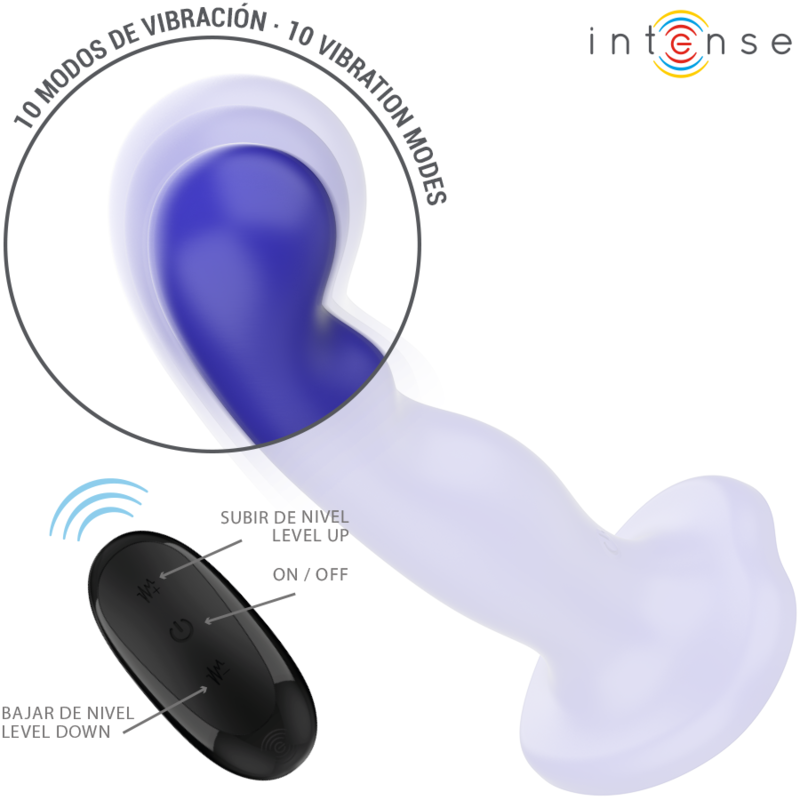 Intense Fun Intense - Shorty Vibrator With Suction Cup Blue Remote Control