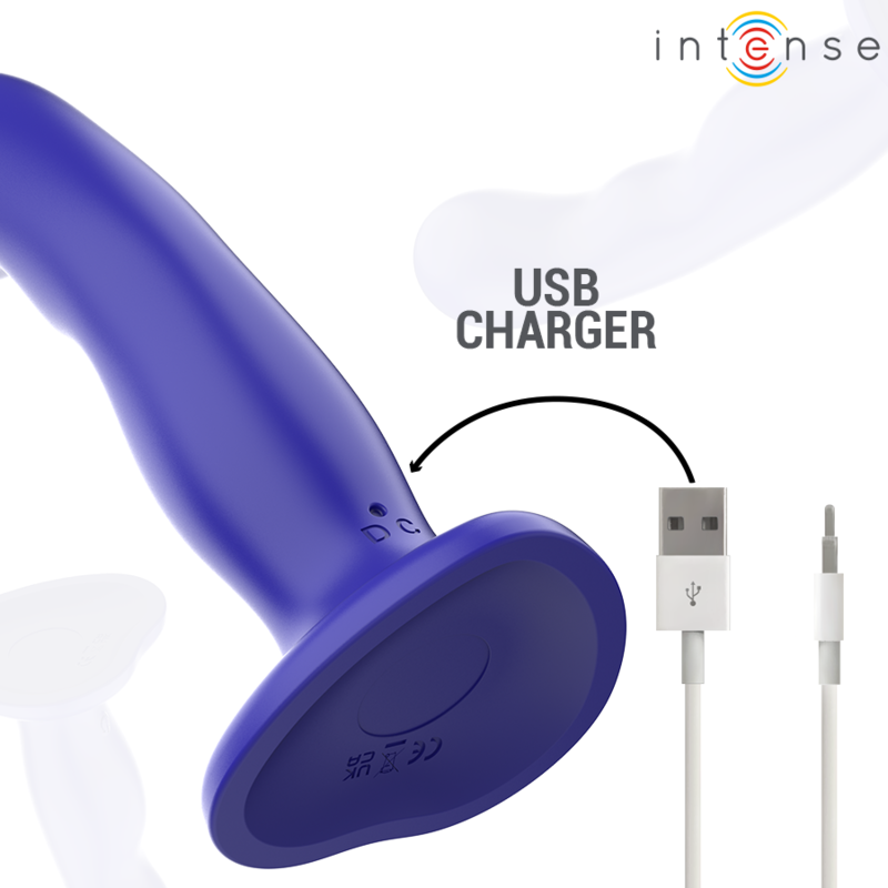 Intense Fun Intense - Shorty Vibrator With Suction Cup Blue Remote Control
