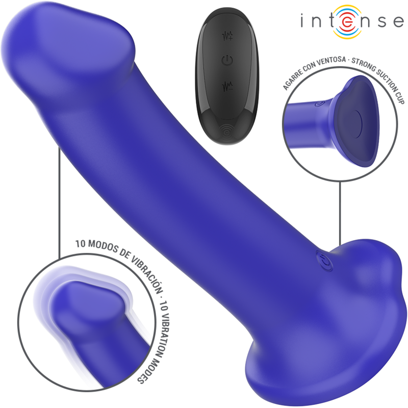 Intense Fun Intense - Victoria Vibrator With Suction Cup 10 Vibrations Dark Blue Remote Control