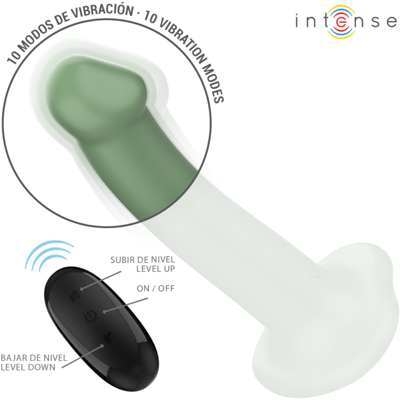 Intense Fun Intense - Becca Vibrator With Suction Cup 10 Vibrations Green Remote Control
