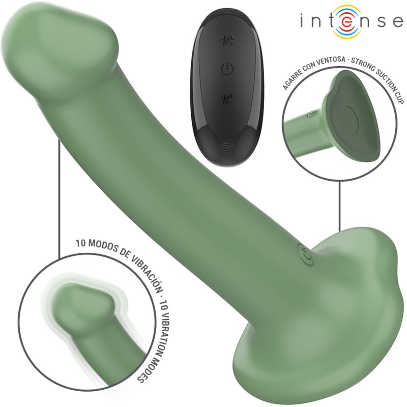Intense Fun Intense - Becca Vibrator With Suction Cup 10 Vibrations Green Remote Control