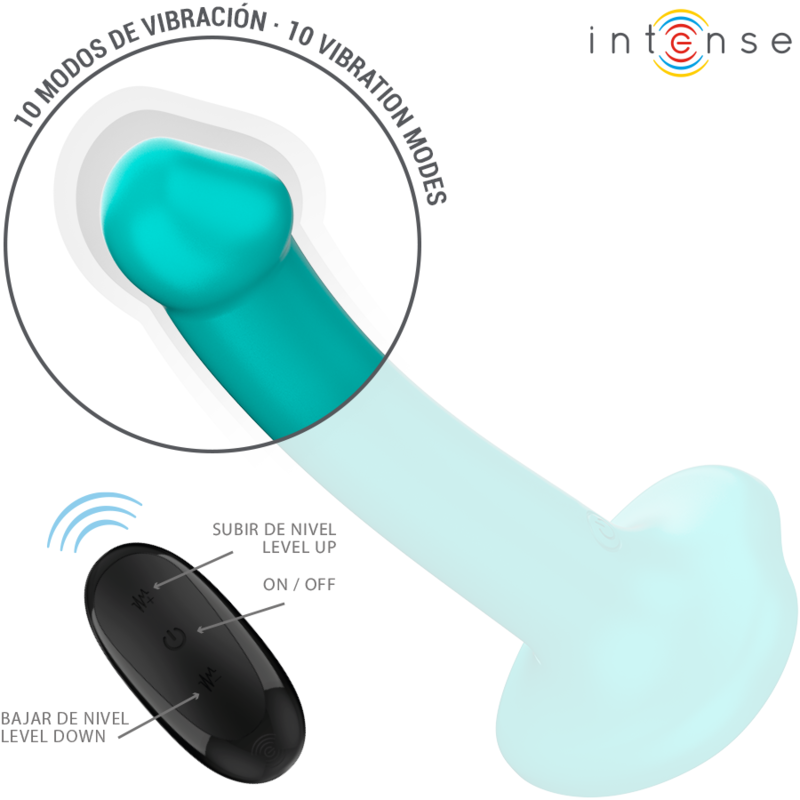 Intense Fun Intense - Katie Vibrator With Suction Cup 10 Vibrations Blue Remote Control