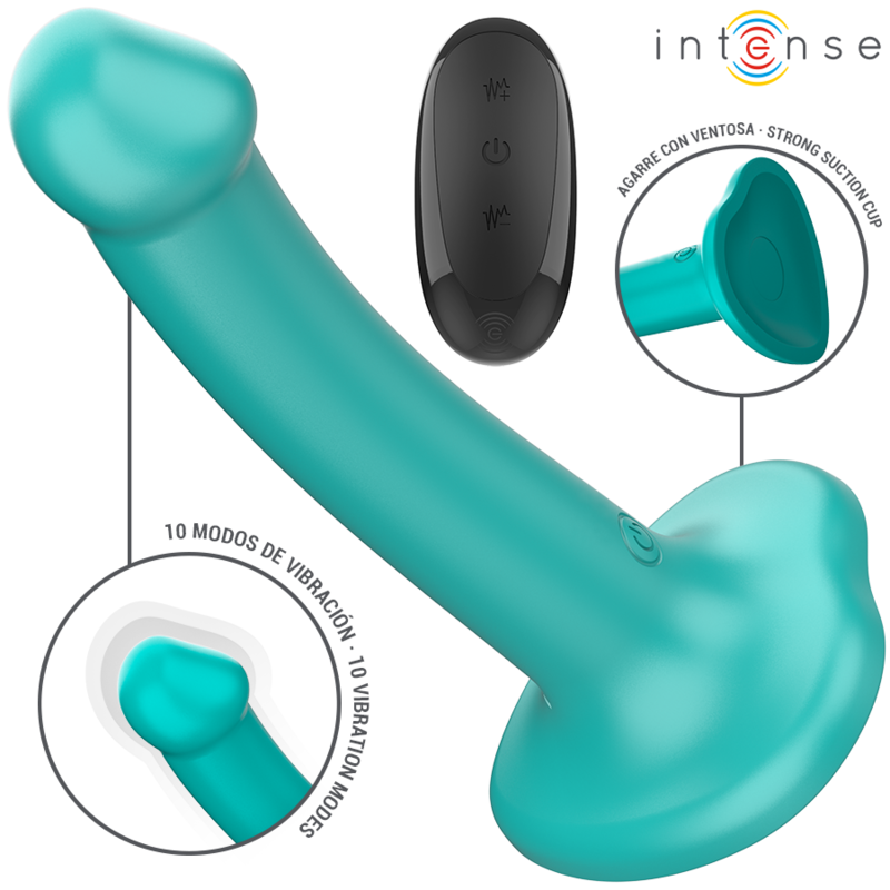 Intense Fun Intense - Katie Vibrator With Suction Cup 10 Vibrations Blue Remote Control