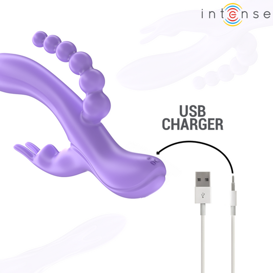 Intense Fun Intense - Miko Triple Vibrator Rabbit & Stimulator & Anal 7 Vibrations Purple