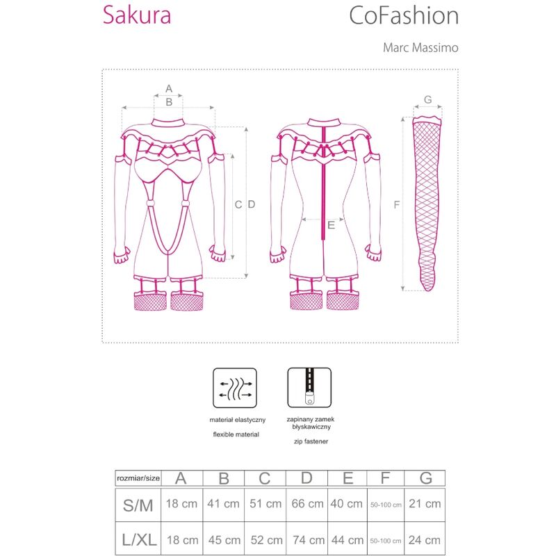 Livco Corsetti Sets Livco Corsetti Fashion - Sakura Cf 90357 Jumpsuit + Long Gloves + Garter Belt Black L/Xl