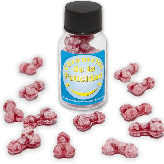 Diablo Picante Jar Of 12 Strawberry/Cherry Happy Penis-Shaped Candies