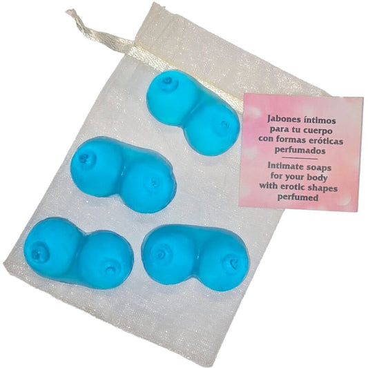 Diablo Picante 4 Mini Scented Soaps Shaped Breasts Blue