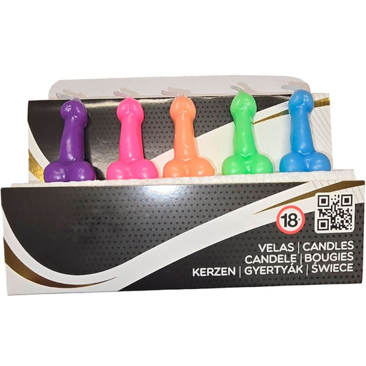 Diablo Picante Box Of 5 Penis-Shaped Candles In Different Colors