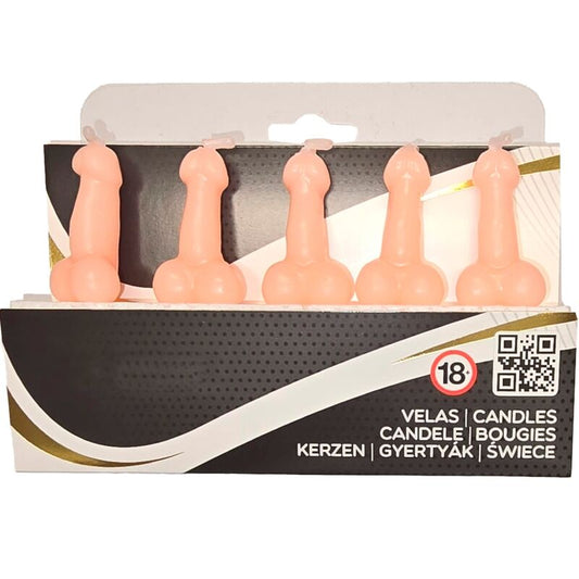 Diablo Picante Box Of 5 Flesh Penis-Shaped Candles