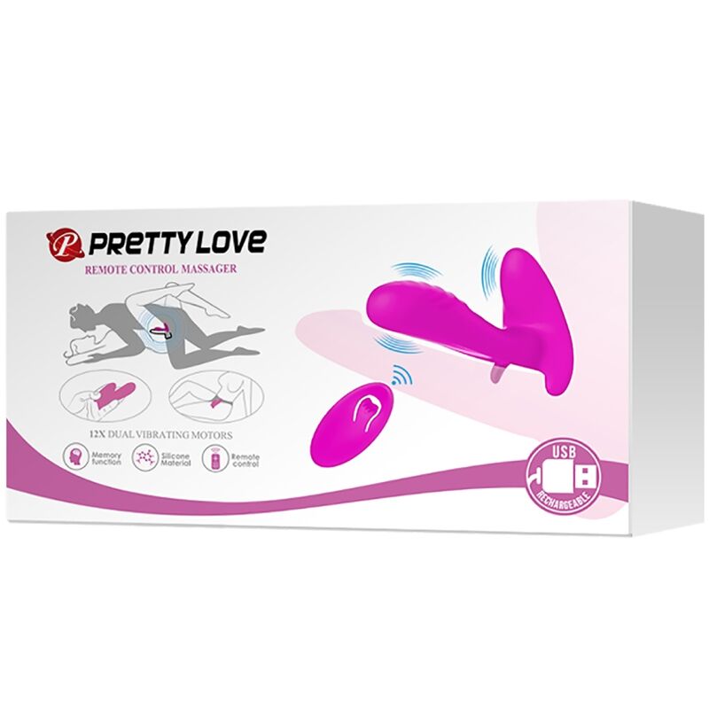 Pretty Love Massager & Vibrator 12 Vibrations Remote Control Purple