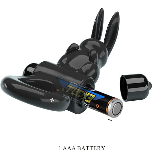 Pretty Love Exciting Ring Rabbit Vibrator Ring 10 Vibrations Black