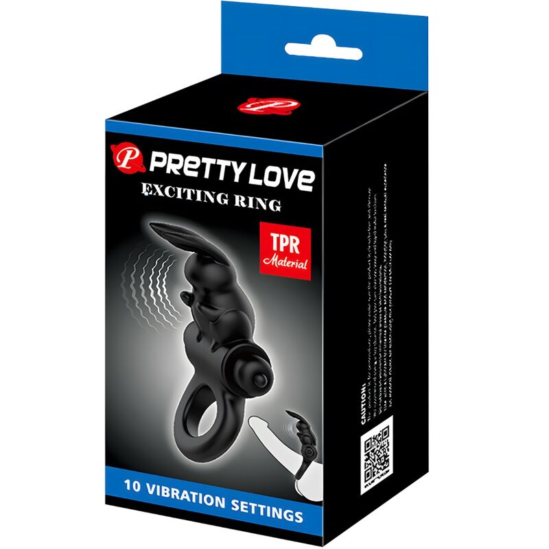 Pretty Love Exciting Ring Rabbit Vibrator Ring 10 Vibrations Black