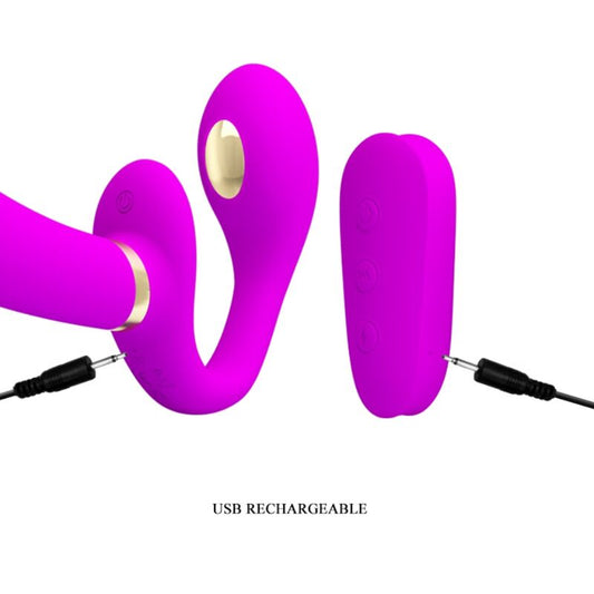 Pretty Love Thunderbird Double Strap-On Vibrator Remote Control Purple