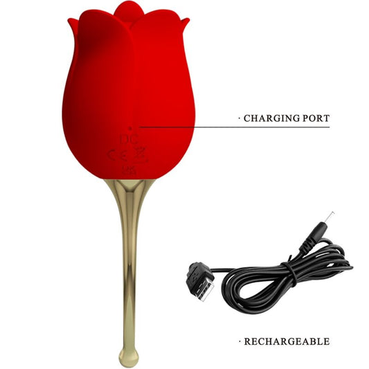 Pretty Love Rose Lover Rose Clitoris Stimulator 12 Vibrations Red