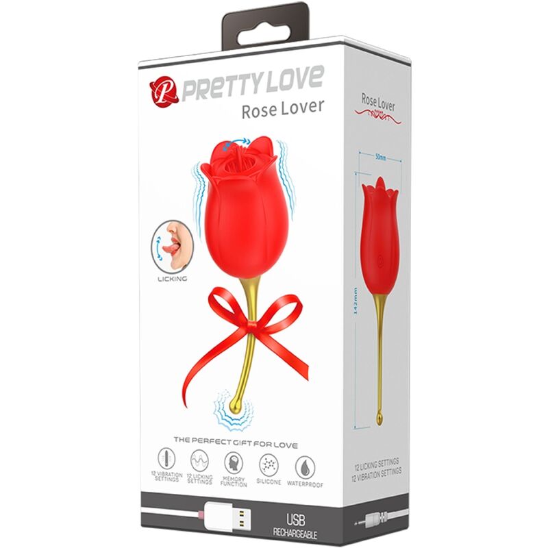 Pretty Love Rose Lover Rose Clitoris Stimulator 12 Vibrations Red