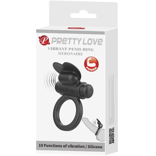Pretty Love Debonaire Vibrating Ring Rabbit 10 Vibrations Black