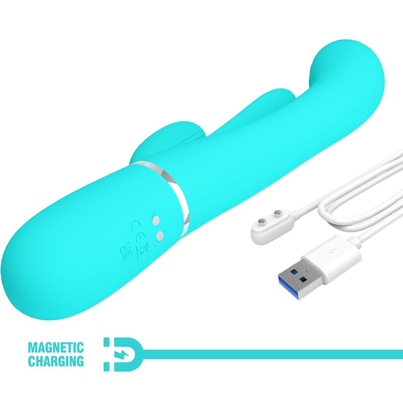 Pretty Love Shania Triple Rabbit Multifunction Vibrator 3 In 1 Blue